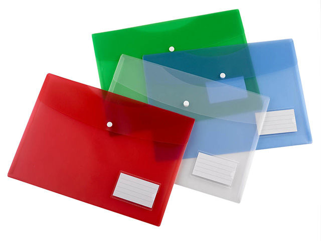 Set 5 Transparent Envelope Dossier Poly Plastique A4 Documents