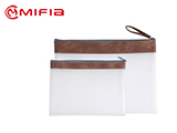 White TPU Zipper Bag with Leather Strip