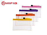 PVC Transparent Clear Pencil Case with Stitched Colored Zipper 