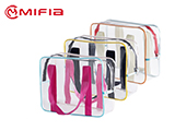 Transparent PVC Wash Bag with Color Matched Stripe & Handle