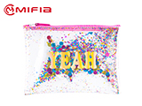 Printed PVC Pouch with Colorful Glitters